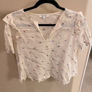 Semi Sheer Lightweight Ruffle Sleeve Madewell Top